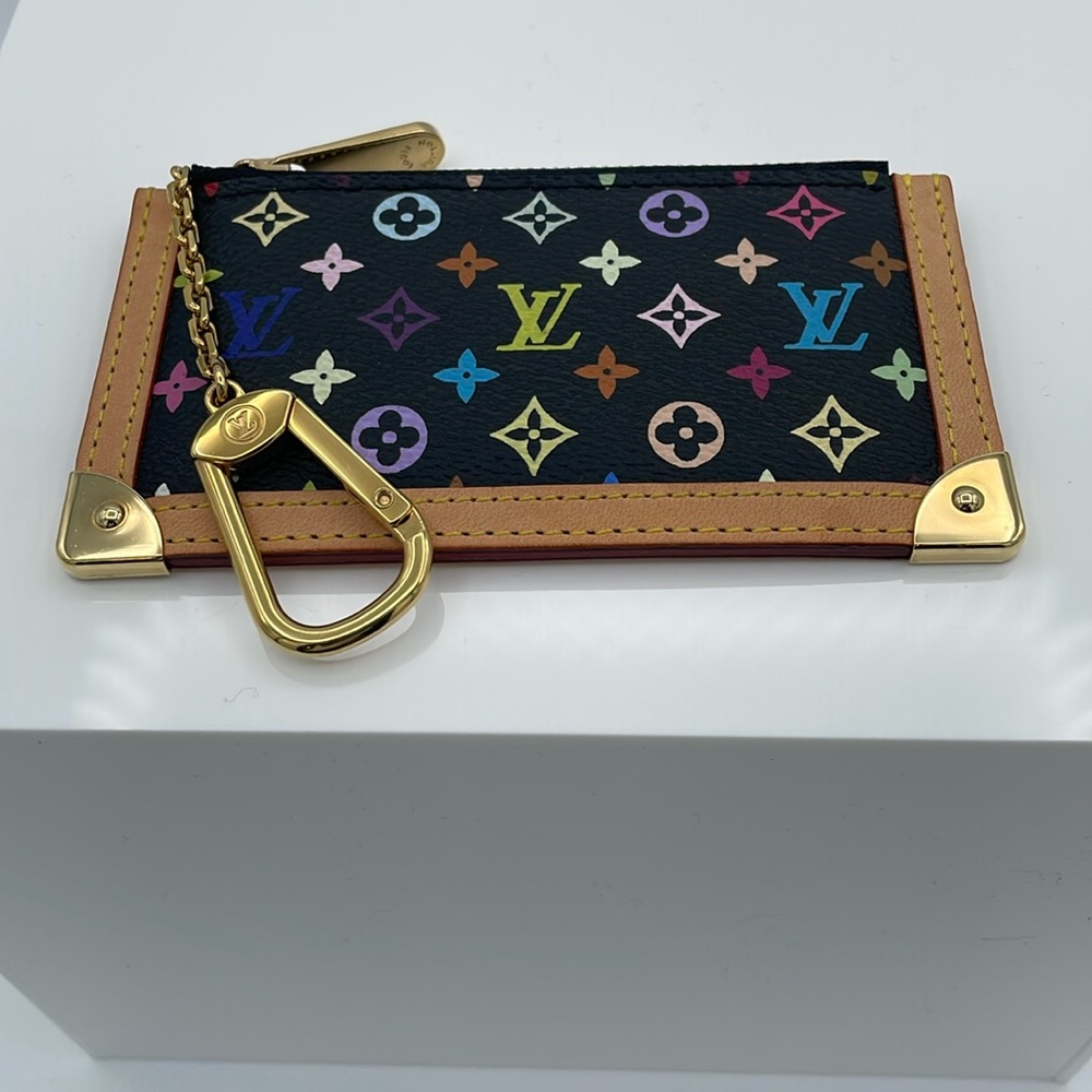 Authentic Louis Vuitton Monogram Multi-color Pochette Cles Key/Coin Case